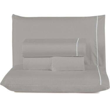 Imagem de Jogo de Lençol Queen Top Line 180 Fios 4 Peças - Cinza - Dona Zeze