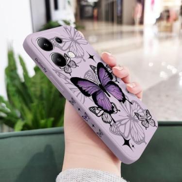 Imagem de Capa de celular Flying Butterfly para Xiaomi Redmi Note 14, 13, 12, 12S, 11, 11S, 10, 10S, 9, 9S Pro Plus, 4G e 5G, capa de silicone líquido, roxo claro, para Note 11S 5G