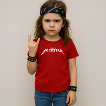 Imagem de Camiseta Infantil Unissex Estampada I Am A Rockstar 053 Blusa Manga Cu