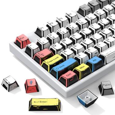 Imagem de Retro PBT Keycap, Comic Theme Keycap Set, 137 Keys Dye Sublimation Keyboard Keycaps, Compatible with 60% 75% 100% Mechanical Keyboards
