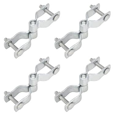 Imagem de Dreamxiang 1-3/20.3 cm x 1-3/20.3 cm Dobradiça de poste de portão de portão, pacote com 4, dobradiças de elo de corrente fêmea e macho dobradiças de aço galvanizado resistente com parafusos e porcas