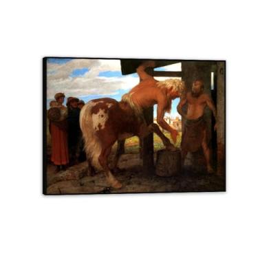Imagem de Pôster Arnold Böcklin, reprodução de pinturas famosas, centauro na cidade, ferreiro, giclée, impressão em tela, Arnold Böcklin, impressões de arte de parede para decoração de sala de estar 65 x 50 cm