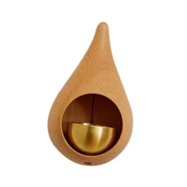 Imagem de IEUDNS Campainha de porta de lojista, enfeite de campainha de madeira criativo com sino de latão para entrada de de restaurante, Cor de Madeira