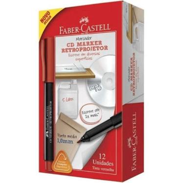 Imagem de Caixa Marcador Retroprojetor Faber Castell - Vermelho C- 12 Un