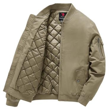 Imagem de Gopune Jaqueta bomber masculina à prova de vento moda de inverno casacos cáqui GG