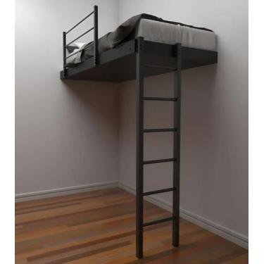 Imagem de Cama Suspensa De Solteiro M3 Preta Sem Leds - Carpintaria Moderna