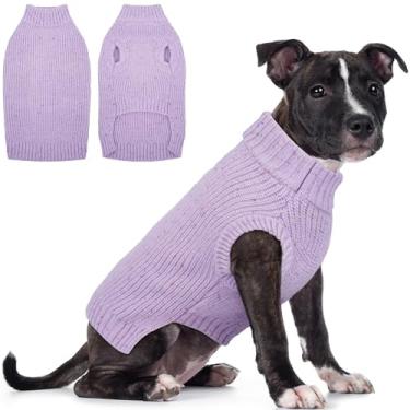 Imagem de PUMYPOREITY Suéter quente para cães – Suéter de bolinhas sem mangas com gola alta e elástico adequado para raças pequenas e médias, camisa de cachorro com pontos coloridos para fotos de Natal, G, roxo