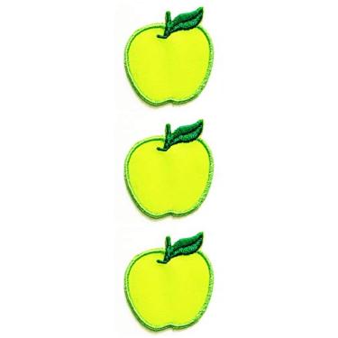 Imagem de Conjunto de 3 peças de mini pequenos desenhos de maçã verde fruta infantil adesivos costurados a ferro para chapéu boné polo mochila roupas jaqueta camiseta bordada ferro em costurar no patch (19)