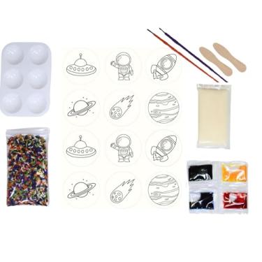 Imagem de Kit de rabiscos deliciosos, kit de decoração de biscoitos para crianças – 12 estênceis comestíveis, corantes alimentares em gel, gelo, pincéis, granulados e ferramentas – Pintura DIY em biscoitos