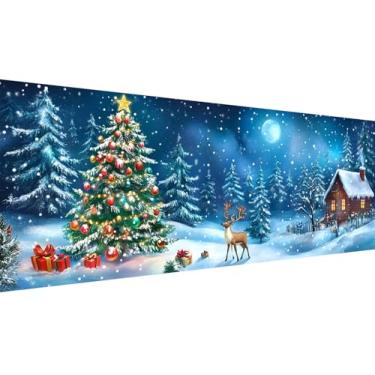 Imagem de Zariocy Kits de arte de diamante grande 5D para adultos, cena noturna de Natal, arte de pintura de diamante faça você mesmo, redondo, broca, cristal, bordado, pinturas, artesanato, para decoração de