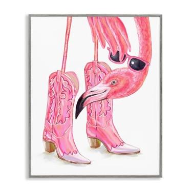 Imagem de Stupell Industries Glam Cowgirl Flamingo Cinza Emoldurado Giclee Art Design por Ziwei Li, 76 x 61