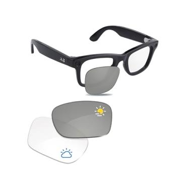 Imagem de Glintbay Lentes de óculos de sol de substituição compatíveis com Ray-Ban RW4006 fotocromáticas ópticas transparentes para armações Meta de 50 mm