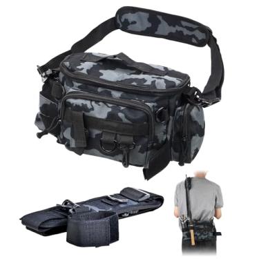 Imagem de JEVCSD Pochete de pesca com cinto ajustável/alça de ombro, bolsa de armazenamento impermeável, pochete de pesca para homens, bolsa de ombro, bolsa organizadora de iscas, mochila de viagem para corrida