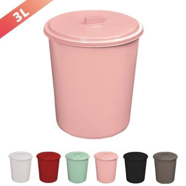 Imagem de Lixeira Multiuso 3L Com Tampa Colorida Usual Utilidades, Rosé