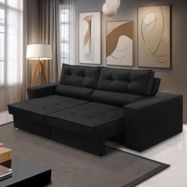 Imagem de Sofá Retrátil e Reclinável 2 lugares 1,90m com Molas Milena Suede Pret