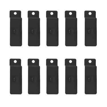 Imagem de Yuqim 10 peças de ganchos utilitários de metal Slatwall para exibição de imagem notch ganchos de pendurar para quadro de quadro de fotos painel de ripas (preto)