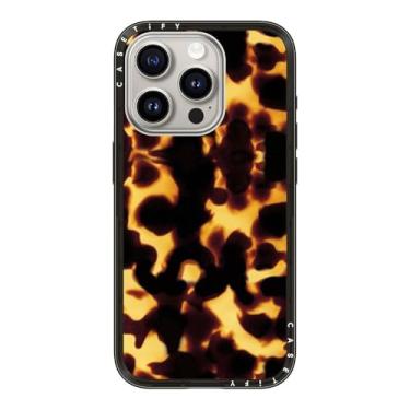 Imagem de CASETiFY Capa compacta para iPhone 15 Pro [fina e elegante/compatível com Magsafe/1,2 m. 2X proteção contra quedas de grau militar] - carapaça de tartaruga - preto transparente