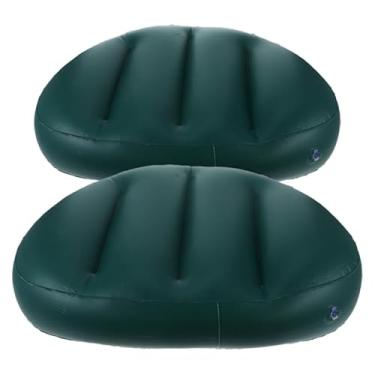Imagem de Housoutil Almofada inflável para caiaque e barco, 2 peças de almofada de assento portátil de PVC com encosto, design dobrável, verde escuro, 42 x 30 x 9 cm