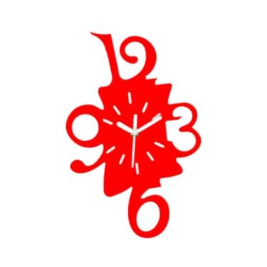 Imagem de Generic Relógio de parede moderno, enfeite de parede, criativo, fácil, decoração para casa, silencioso, para sala de aula, escola, banheiro, decoração, Vermelho, 12 Inch