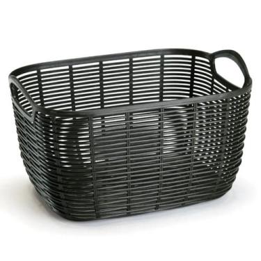 Imagem de Cesto Organizador Multiuso Vime Médio Preto 30x21x17 Cm - Nitron