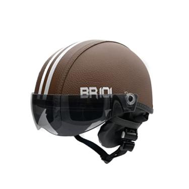 Imagem de Capacete Coquinho Scooter Elétrica Bike Skate Patinete BR 101 Premium Viseira Fume (Marrom, PP - VESTE 53/54)