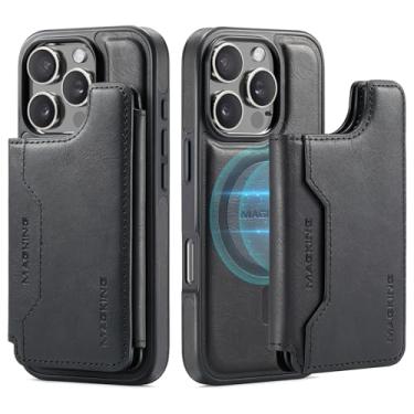 Imagem de DG.MING Capa carteira para iPhone 13 Pro Max 2 em 1 com suporte magnético destacável para cartão (7 compartimentos para cartão) (compatível com MagSafe), proteção RFID e suporte (couro PU + TPU à