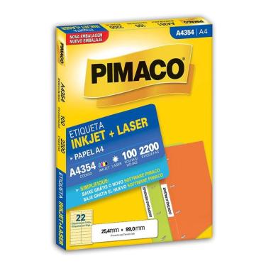 Imagem de Etiqueta inkjet/laser A4354 com 100 folhas Pimaco