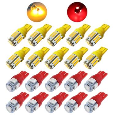 Imagem de GLOFE 20 peças de luz marcador de corrida de teto de cabine âmbar vermelho T10 lâmpada LED compatível com 2003 2004 2005 2006 2007 2008 2009 Hummer H2, Ford F-250 F-350 1999-2016 Super Duty