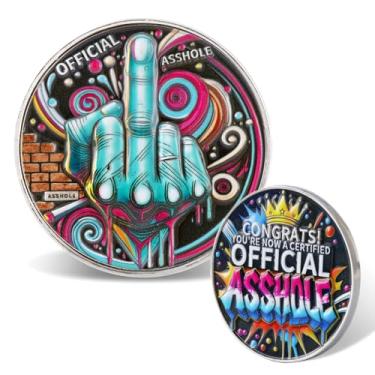 Imagem de Leafence Official Asshole Coin Funny Novelty Challenge Coins Certified Flipping Joke Middle Finger Token with Bold Artistic Design Gifts for Men Women (Colorful Middle Finger)