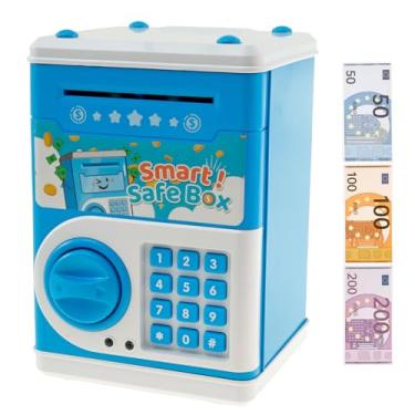 Imagem de Cofrinho infantil, linda caixa de economia de dinheiro infantil com código de senha e cédula de brinquedo, código eletrônico, cofrinho, dinheiro, moeda, lata, rolagem automática, caixa de economia de