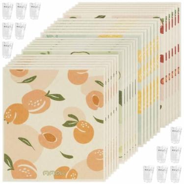 Imagem de Conjunto de 24 panos de prato de cozinha para lavar louças, toalhas de prato reutilizáveis e não arranhões, panos de limpeza de secagem rápida, toalhas absorventes macias, toalhas de mão duráveis para