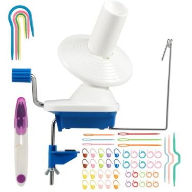 Imagem de Conjunto de enrolador de fios, enrolador de esferas de fio, giratório de fio manual, rolo de bola de fio, enrolador de bolo de fio de mesa com clipe na mesa, enrolador de fio de baixo ruído para