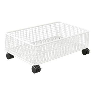 Imagem de Bothyi Organizador embaixo da pia, prateleira de armazenamento para banheiro, 1 camada, prateleira utilitária com rodinhas, 47x28x15cm, multiuso para, Branco