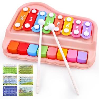 Imagem de Xilofone Musical Toy Litaonner Baby Piano 2 em 1, 1-3, rosa
