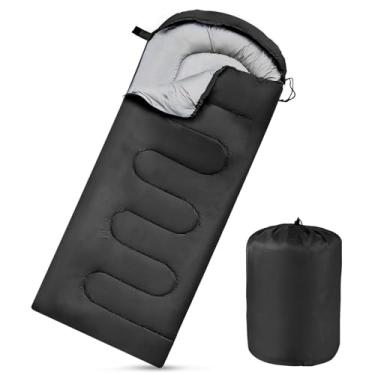 Imagem de Sacos de dormir para adultos, crianças, impermeável, leve, saco de dormir para clima frio ou quente, mochilão, caminhadas, montanhismo, uso interno e externo (preto)