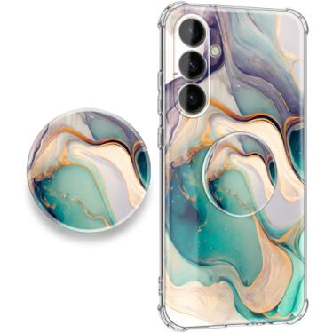 Imagem de CLATUK Capa para Samsung Galaxy S25 FE 5G de 6,7 polegadas, [Teste de queda de grau militar de 3 metros] Capa protetora à prova de choque de TPU macia e fina (lago alpino com suporte)