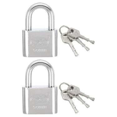 Imagem de PATIKIL Cadeado com chave, 2 peças de 5 cm de largura, pino de aço, cadeados marinhos com chave diferente para porta ao ar livre, cerca, ferrolho armário, caixa de ferramentas de armazenamento
