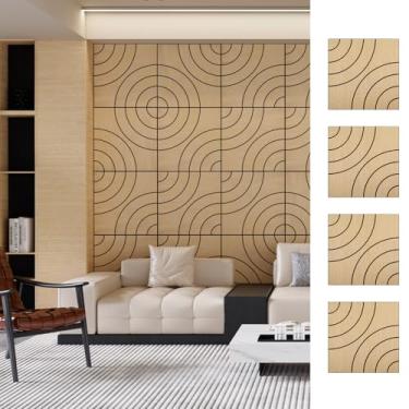 Imagem de ARMURO 4 pacotes de painéis de parede acústicos - painel de parede de ripas de madeira 3D autoadesivo - painéis de absorção de som para redução de ruído - Decoração de parede para casa e escritório