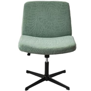 Imagem de Capa de cadeira de escritório cruzada, capa de cadeira sem braços, jacquard com encosto médio, capas de destaque de assento largo para computador e penteadeira (verde)