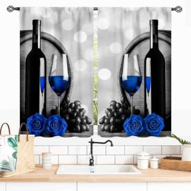 Imagem de Cortinas de cozinha de fazenda, rústico romântico azul rosa floral estilo country uva vinho vidro retrô vintage blackout cortina de janela tratamentos para sala de jantar quarto sala de estar 2