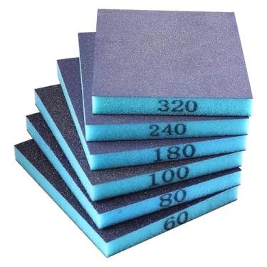 Imagem de 5/6 peças de esponja de lixa grossa média fina bloco de lixamento esponja lixa para metal madeira vidro lavável e reutilizável