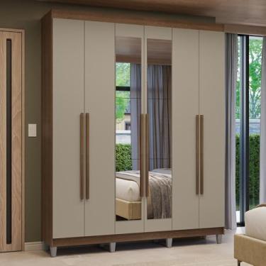 Imagem de Guarda-roupa Casal com Pés 6 Portas Batentes com Espelho Venus Madesa