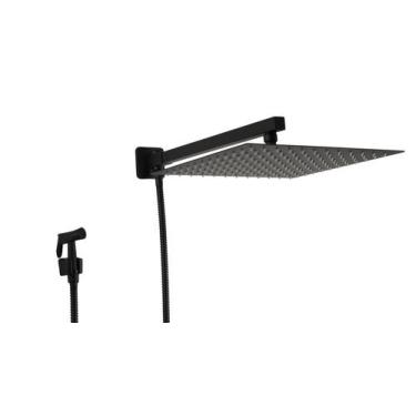 Imagem de Ducha Chuveiro Inox 30 cm Preto Fosco com Chuveirinho de Mão com Trava