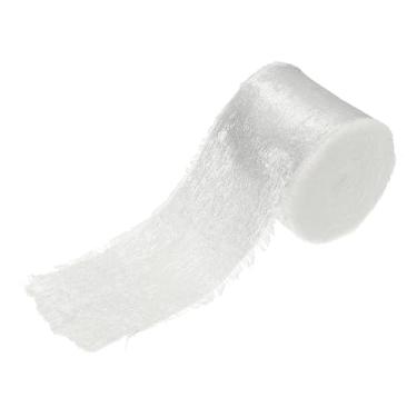 Imagem de PATIKIL Fita de chiffon cintilante, 1 rolo de 3,8 cm 15 m, fita metálica desgastada de cetim de seda para buquê de flores, convites de casamento, creme de cristal