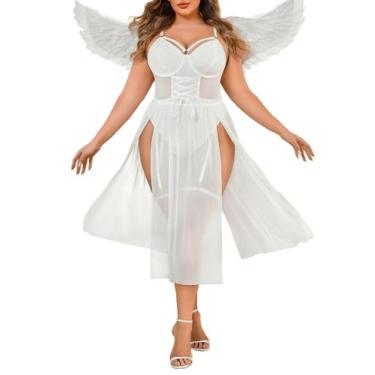 Imagem de Macacão de lingerie Teddy Avidlove branco plus size 3GG feminino
