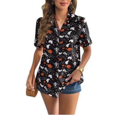 Imagem de Camisa Zeagoo Halloween Button Down Pumpkin Ghost Print