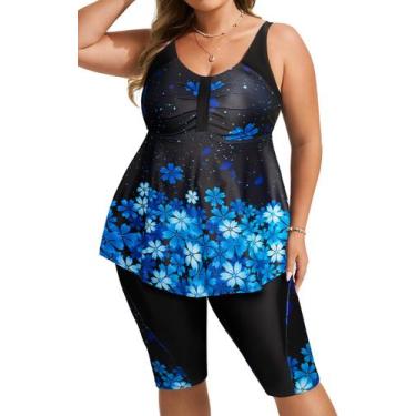 Imagem de Roupas de banho femininas Hanna Nikole Plus Size Rash Guard, 2 peças, 