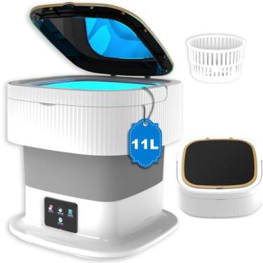 Imagem de Máquina de lavar portátil kwiwis 11L com secador giratório cinza