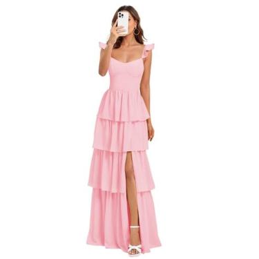 Imagem de Vestido de dama de honra Dessiny Pink Spaghetti Straps Plus Size