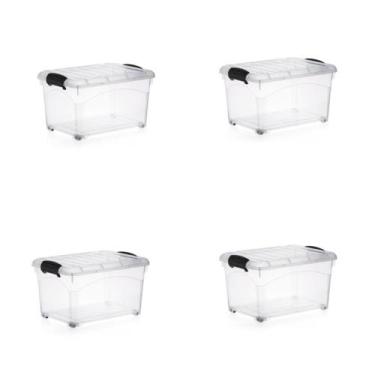 Imagem de Caixa Organizadora 95 Litros Reforçada Com Trava Tampa e Rodinhas Empi